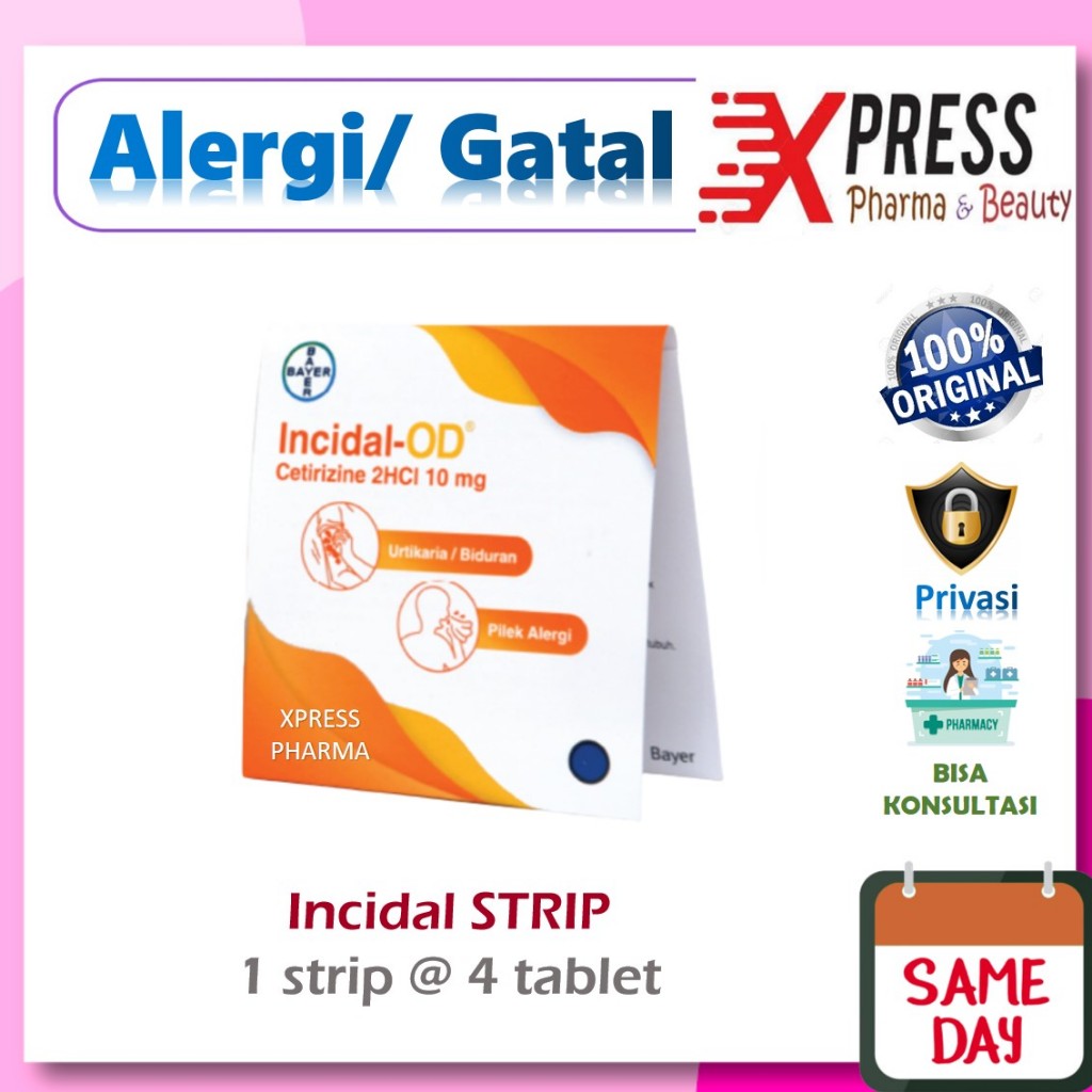 XPRESS  STRIP Incidal OD Gatal alergi Obat isi 4 Kapsul Tablet Insidal