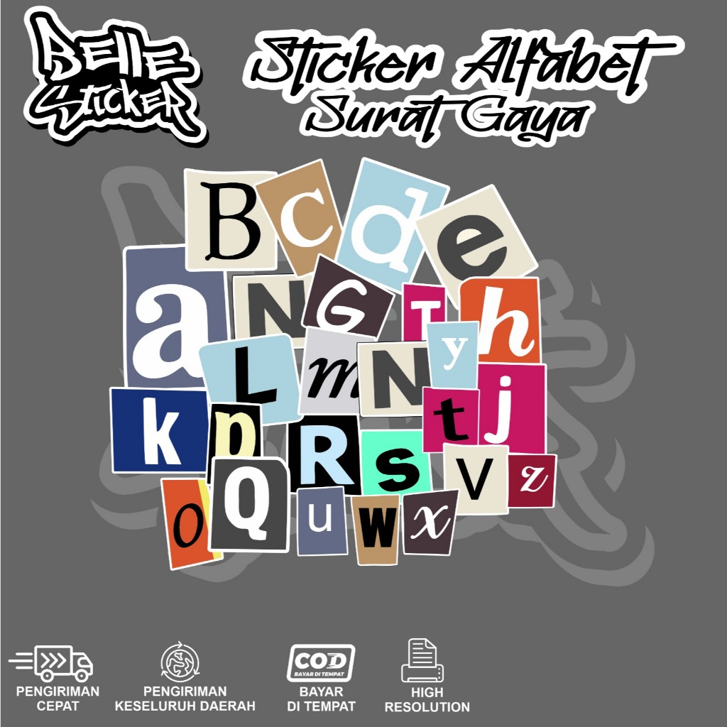 

Stiker Letter Huruf A B C lucu Anti Air Sticker Aesthetic Hiasan Laptop tumbler Case Hp DIY Laptop