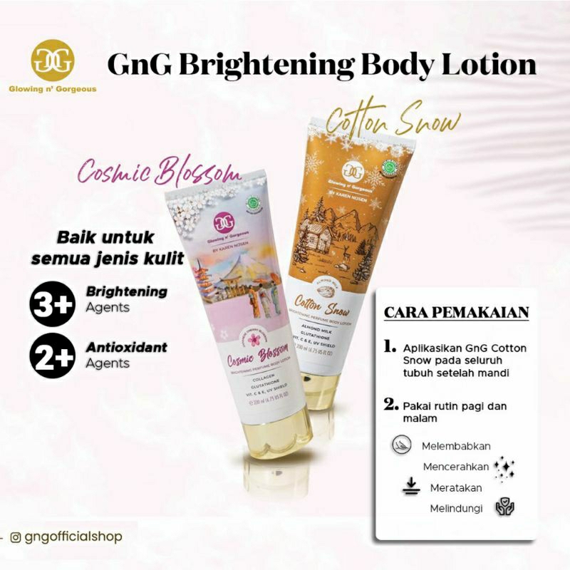 BUNDLING BIG SALE 200 ML GnG Body lotion Glowing n Gorgeous by Karen Nijsen_buy 1 get 2_Lotion HALAL