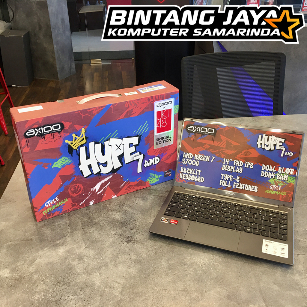 Laptop Axioo Hype 7 AMD x JKT48 Collab/Ryzen 7-5700U/8GB/512GB SSD/14"FHD IPS/Win 11 ORI (NO OHS)
