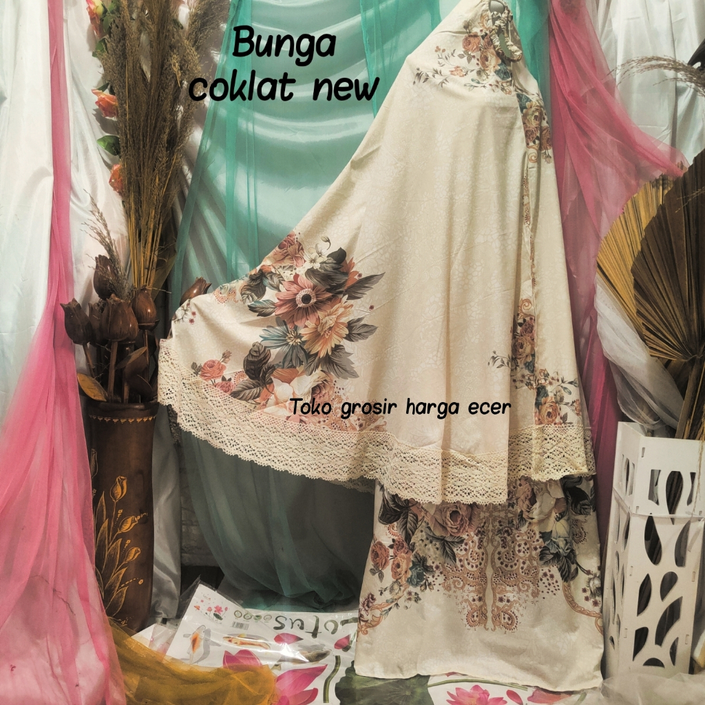 mukena dewasa katun Jepang renda azkia shaby Floren