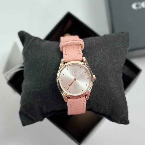 Jam Tangan Branded Wanita COACH Modern Luxury 14503210 White Dial Pink Leather Strap Original