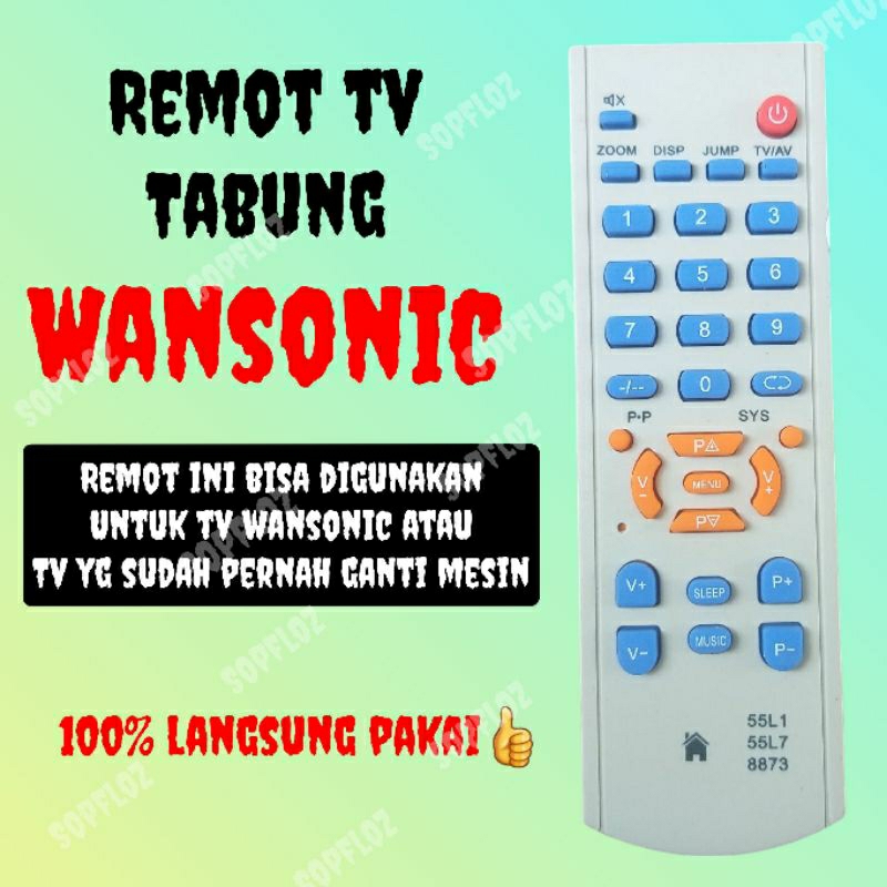 Remote tv layar tabung wansonic remot mesin tv china