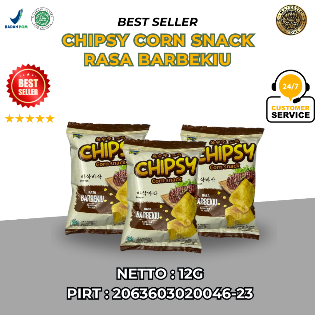 

SNACK RINGAN CHIPSY CORN SNACK PCSAN 3 VARIAN RASA | 100% HALAL BERSERTIFIKAT