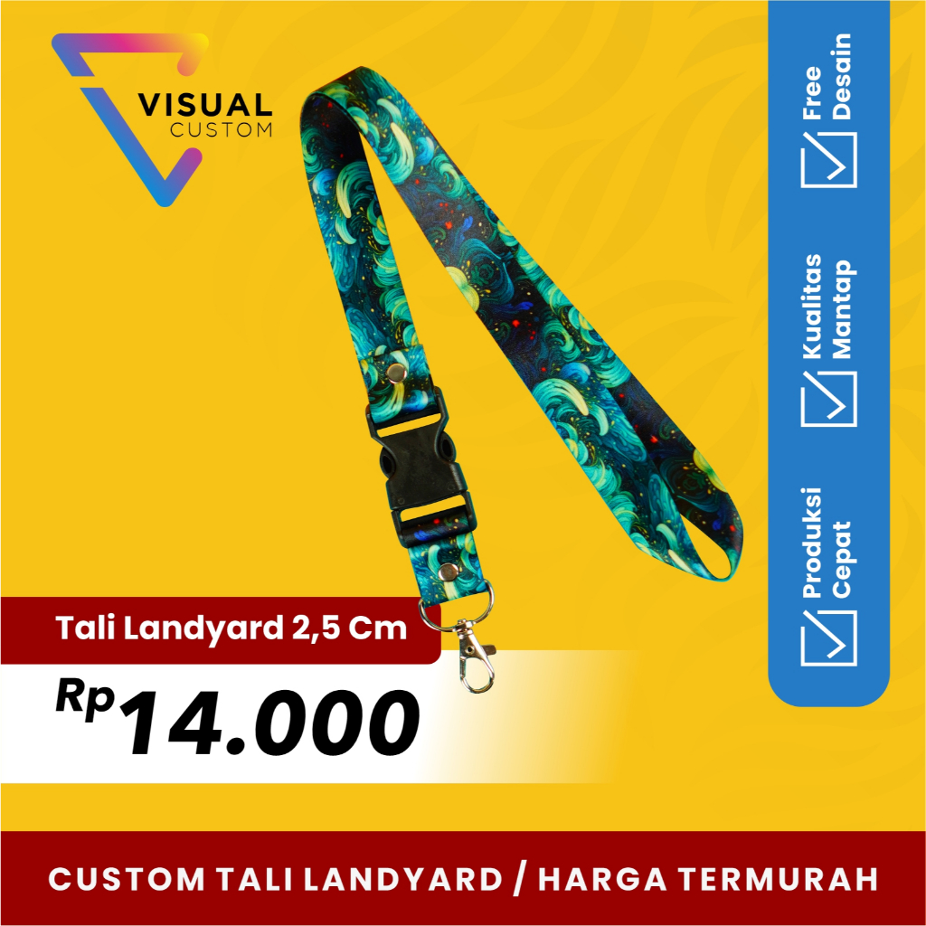 

CETAK TALI LANYARD 2,5 CM / CUSTOM LANYARD FULL PRINT 2 SISI / CETAK LANYARD SATUAN