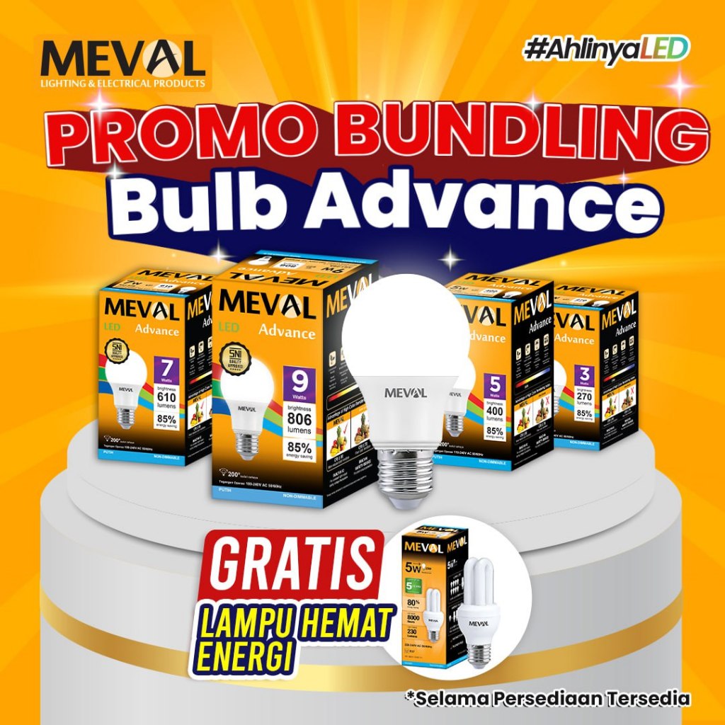 MEVAL Lampu Bohlam Bulb LED Advance - Paket isi 5