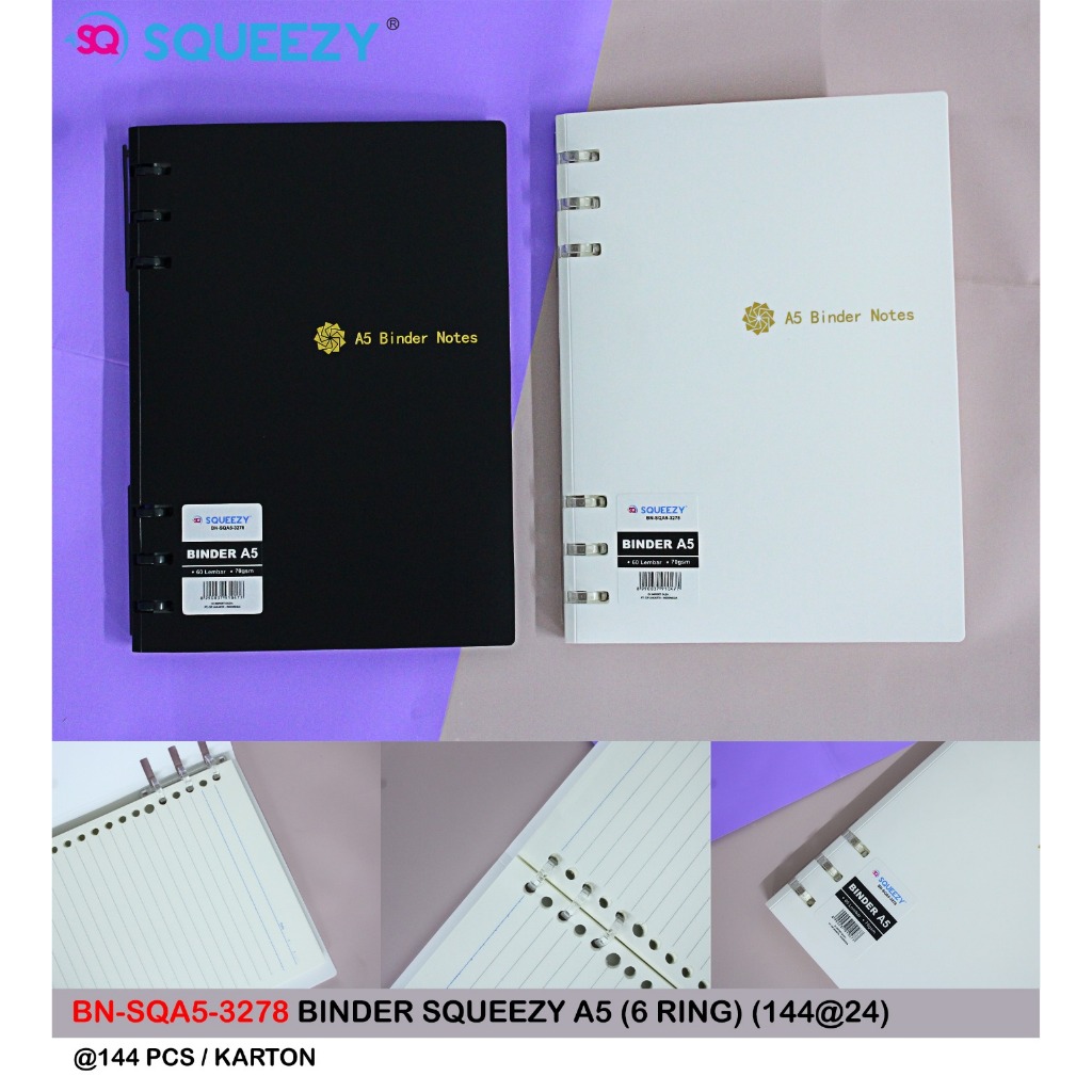 

Binder Notebook Squeezy A5 isi 60 Lembar / Notebook Binder Fancy Squeezy