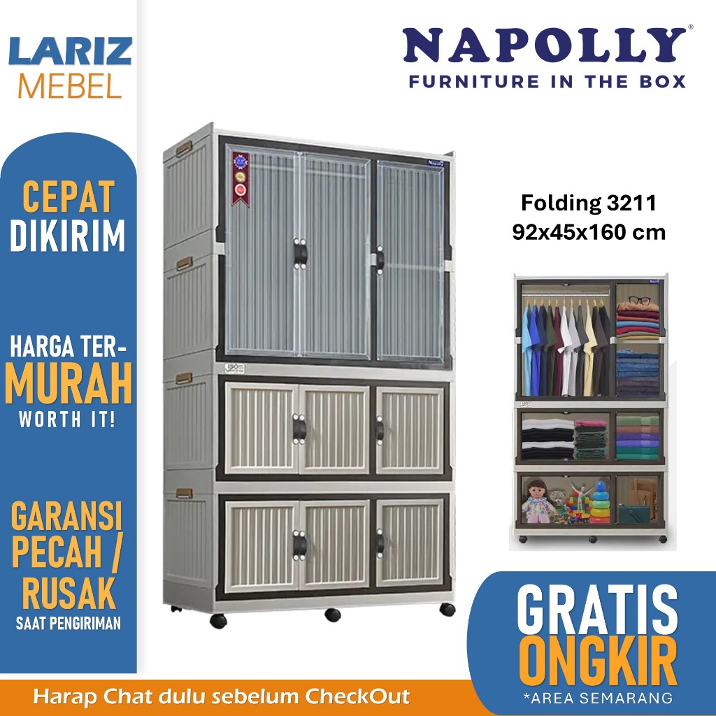 Lemari plastik lipat Folding policabinet 3211 Napolly Semarang toko lariz mebel Murah