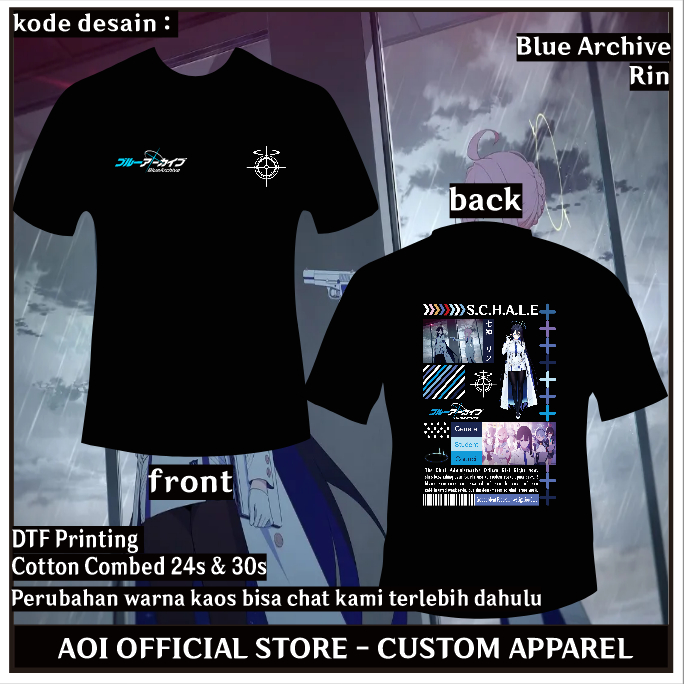 AOI Kaos / T-shirt Nanagami Rin GSC Blue Archive