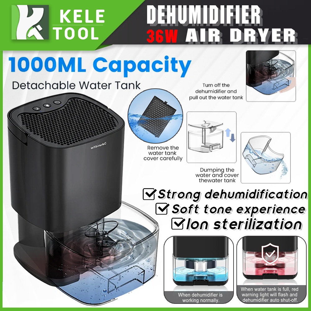 36W Dehumidifier Air Dryer 1000ML Mini Purifier High Quality dehumidifier serap air Anti Lembab Dehu