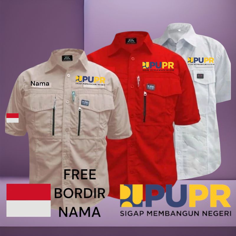 kemeja kerja baju pdh seragam kerja tactical PUPR free bordir nama