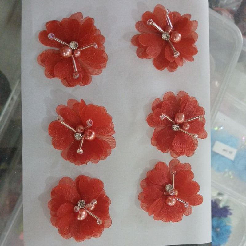 bunga organza 3d  love kode 1/bunga rangkai/manik manik