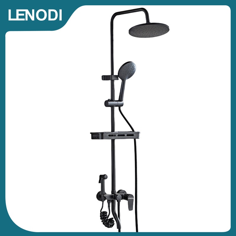 LENODI  Set shower kamar mandi + stand + keran/Shower Mandi Set Stainless/Kran Panas Dingin / Kepala
