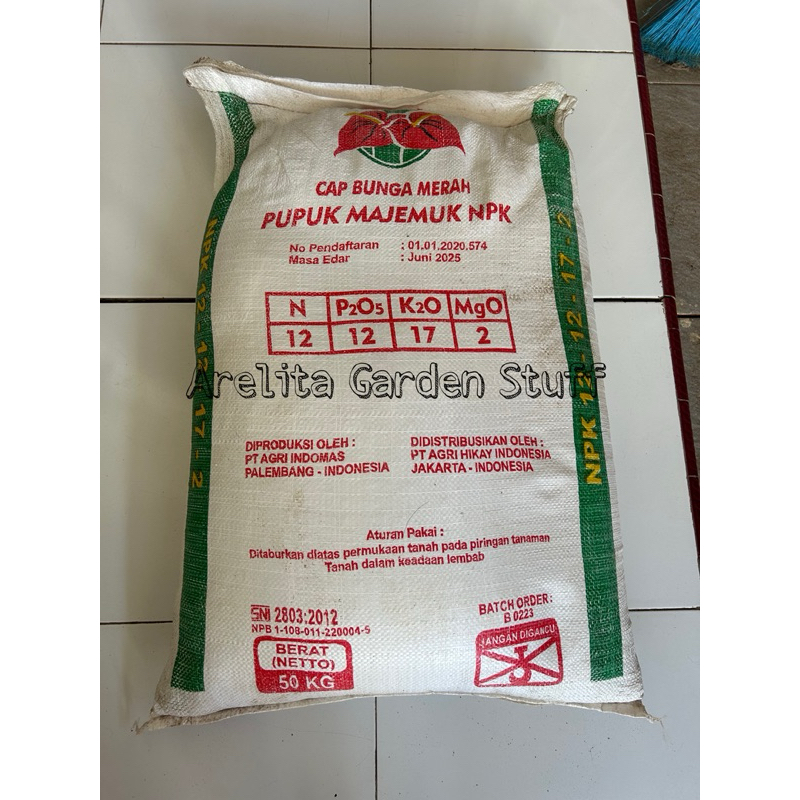 Pupuk NPK 12-12-17-2 merk Bunga Merah 50kg