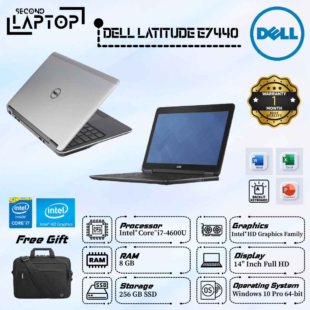 「SECOND LAPTOP」Laptop Dell Latitude E7440 Intel Core i7 - Gen 4 HD