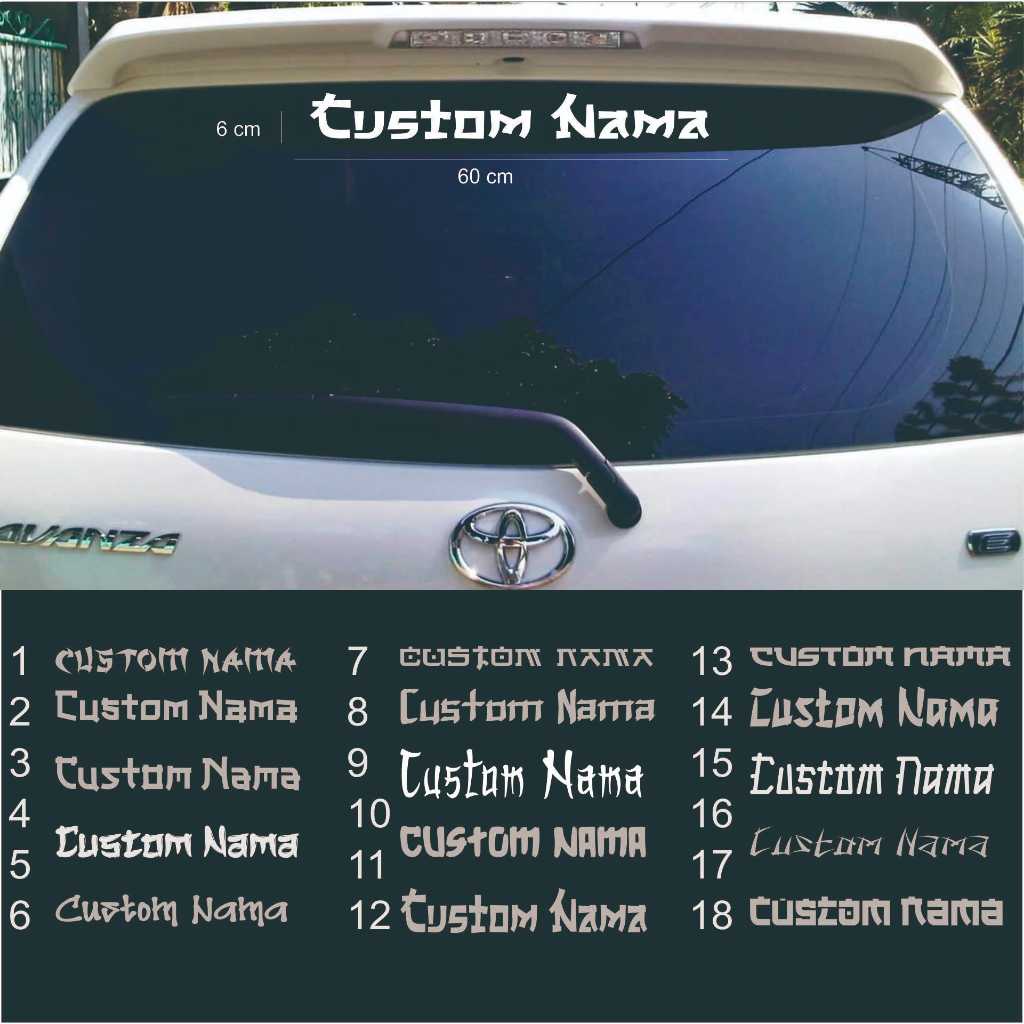 Sticker request nama custom stiker cutting nama kaca mobil belakang Model Huruf Font Japanese japan 