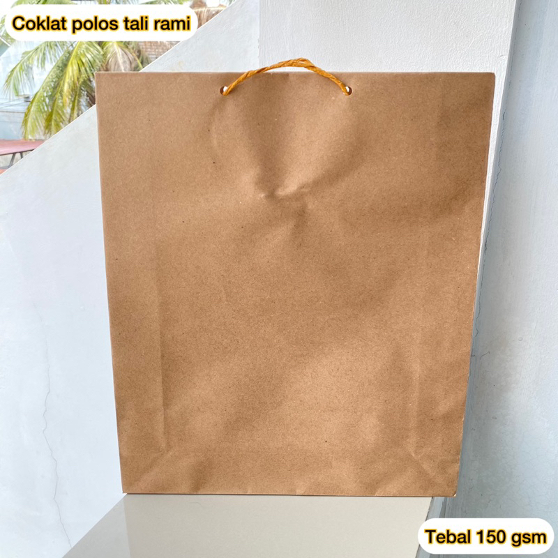 

Paper bag 1 lusin (12 tas) polos coklat 150 gsm