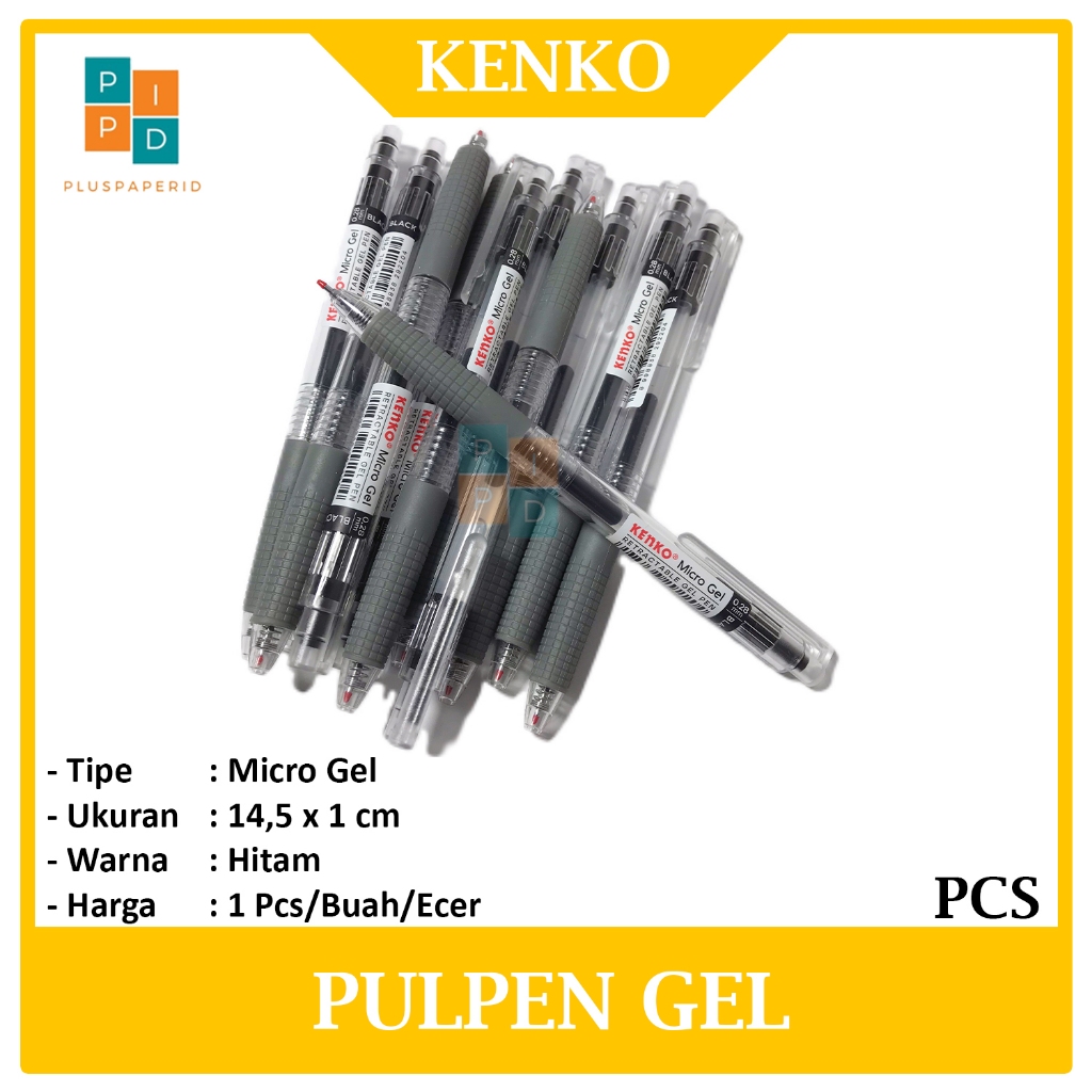 

KENKO - Pulpen Gel Pen Micro Gel Retractable 0.28mm Hitam - Pcs