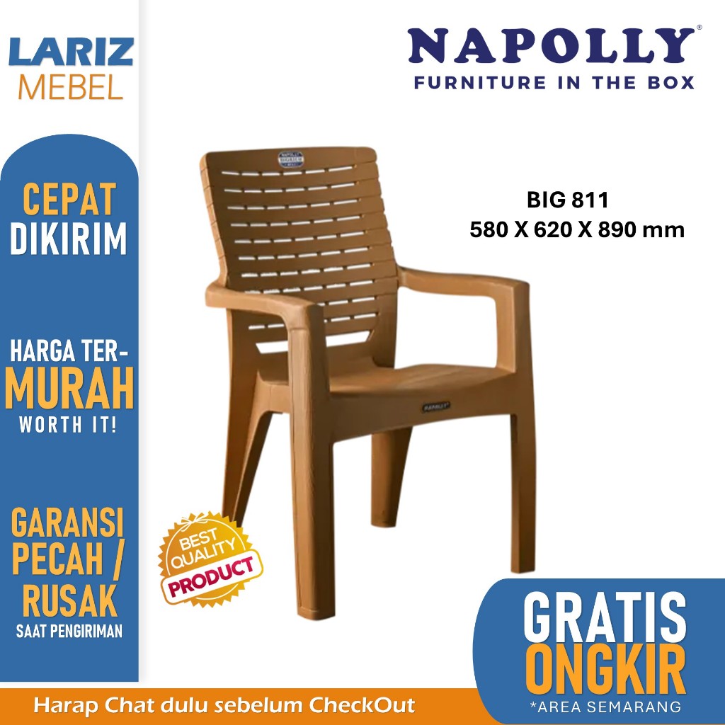 PROMO kursi plastik Napolly BR 811 kursi teras kursi makan Napolly MURAH Toko Lariz mebel Semarang