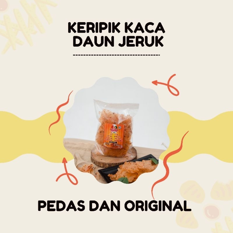 

Keripik kaca 250 gram daun jeruk pedas/original | cemilan viral