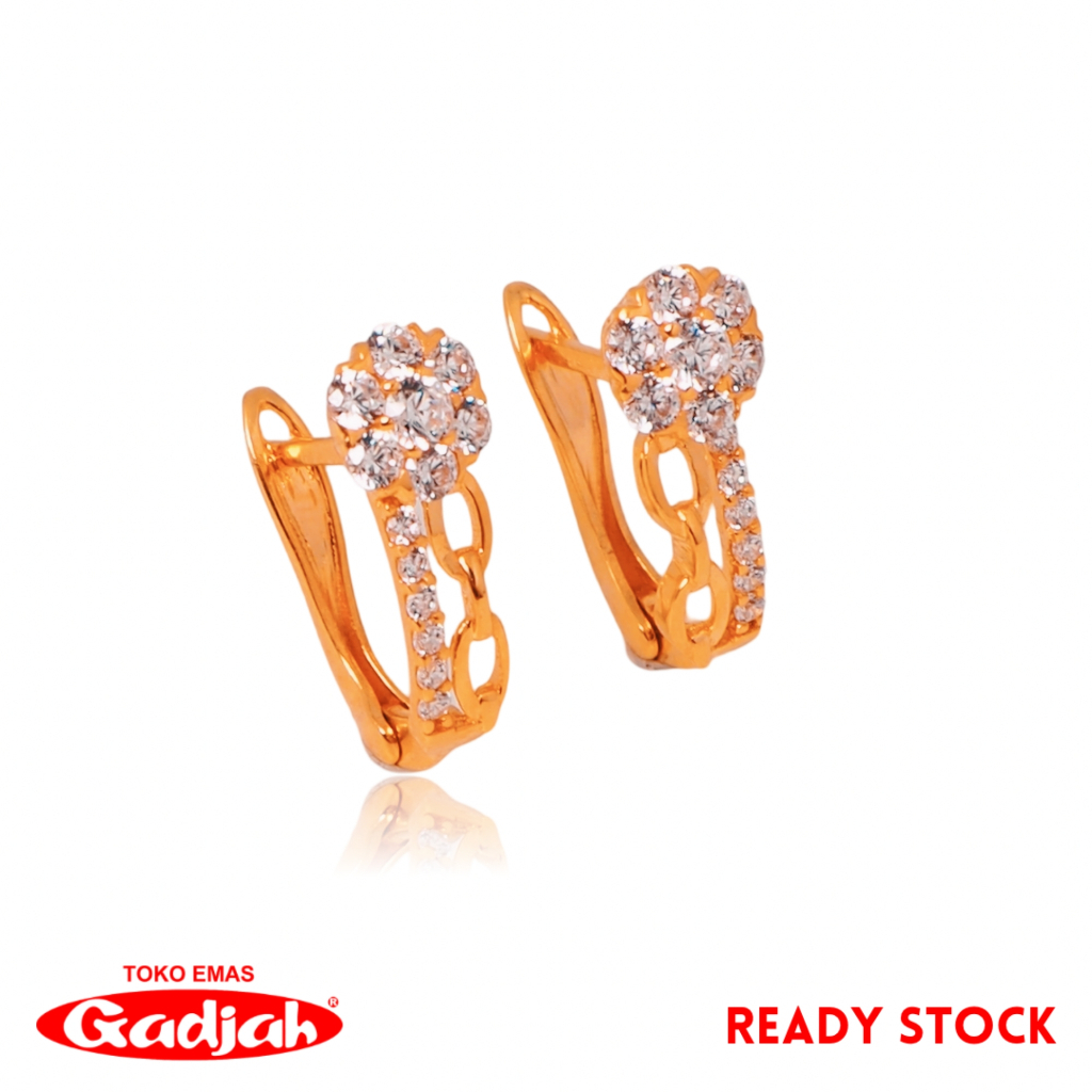 Anting Emas Jepret Listring Bunga Mata Tabur Cap Siem - Toko Emas Gadjah