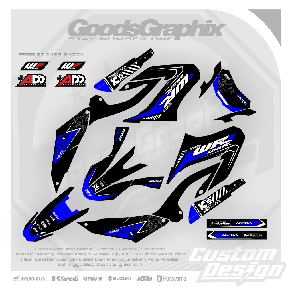 Decal Yamaha Wr 155 Hitam Biru Superglossy - Decal Custom Yamaha Wr 155