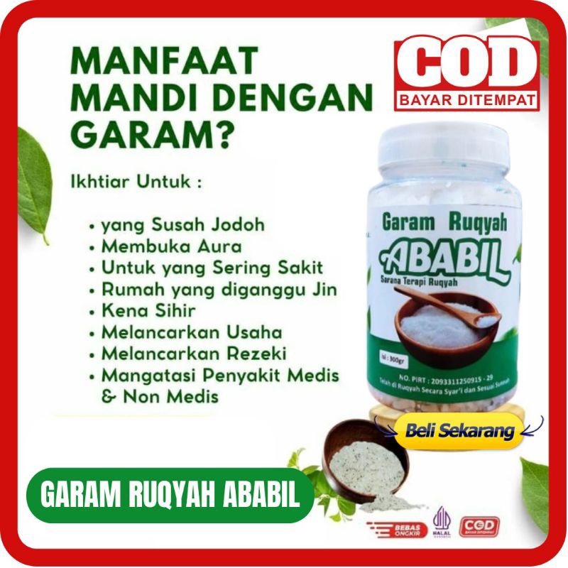 

GARAM RUQYAH ABABIL 300 GR - GARAM RUKIYAH ABABIL GARAM MANDI SARANA TERAPI RUQYAH MEMBUKA AURA NEGATIF DAN GANGGUAN SIHIR JIN