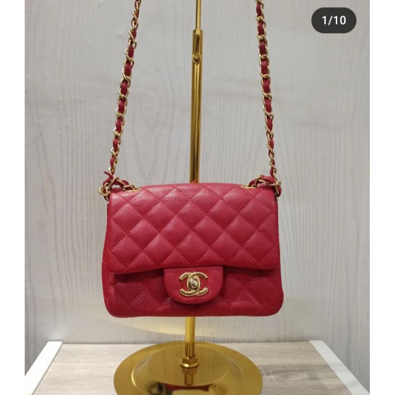 Tas Chanel caviar mini red