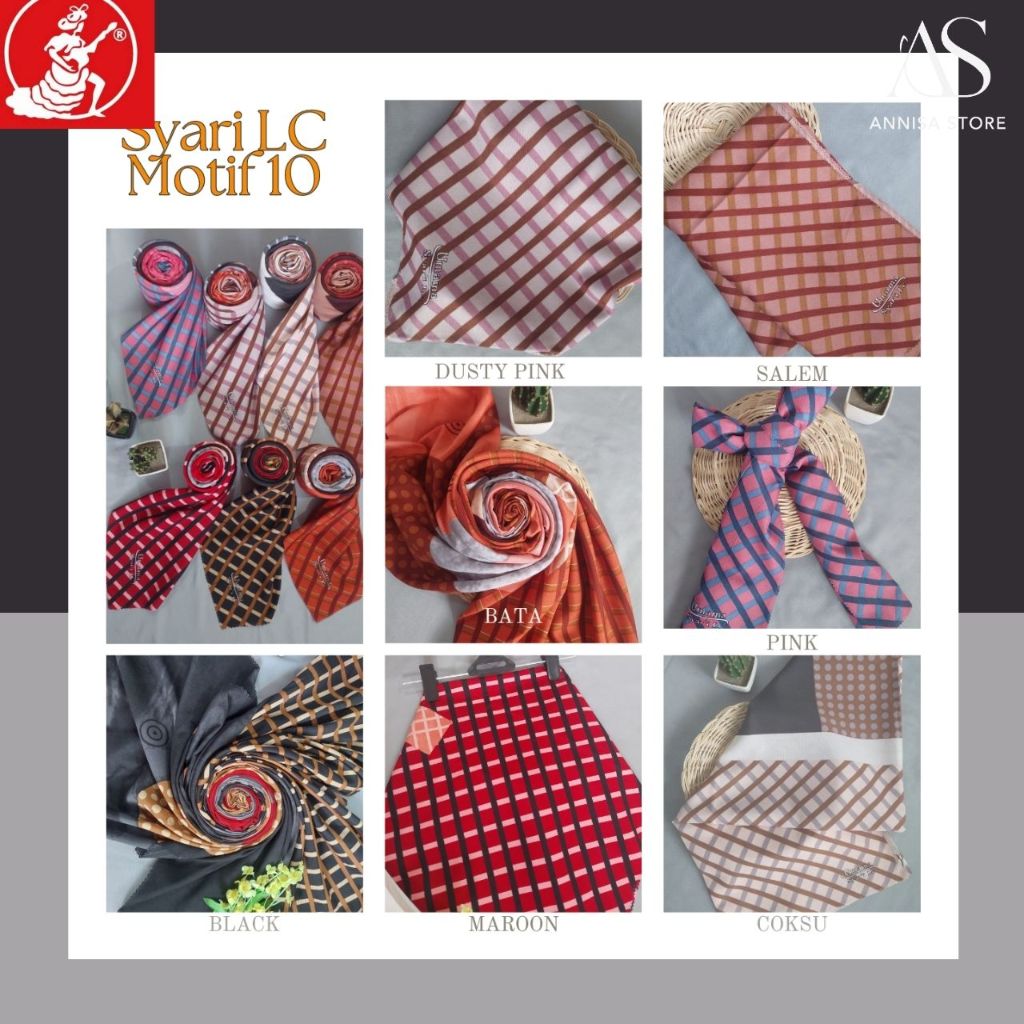 UMAMA SQUARE HIJAB SEGIEMPAT JUMBO VOAL MIRACLE SYARI (LC) MOTIF 10  / KERUDUNG UMAMA SCARF JILBAB S