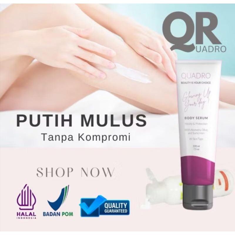 QUADRO PAKET BODY WHITENING 2in1 BODY SERUM 220ML BLEACHING SCRUB 100ML VARIAN MANGGA
