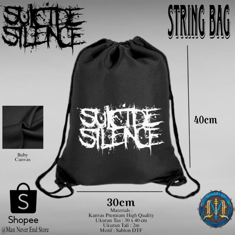 Tas Serut Kanvas Tebal Motif Logo Band Metal Suicide Silence Sykes / Tas Sekolah Serut Kekinian Baby