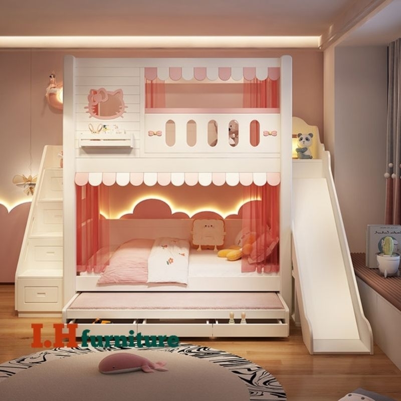 Furniture anak , prosotan , hello Kitty , dipan anak , dipan tingkat , tempat tidur anak , dipan kar