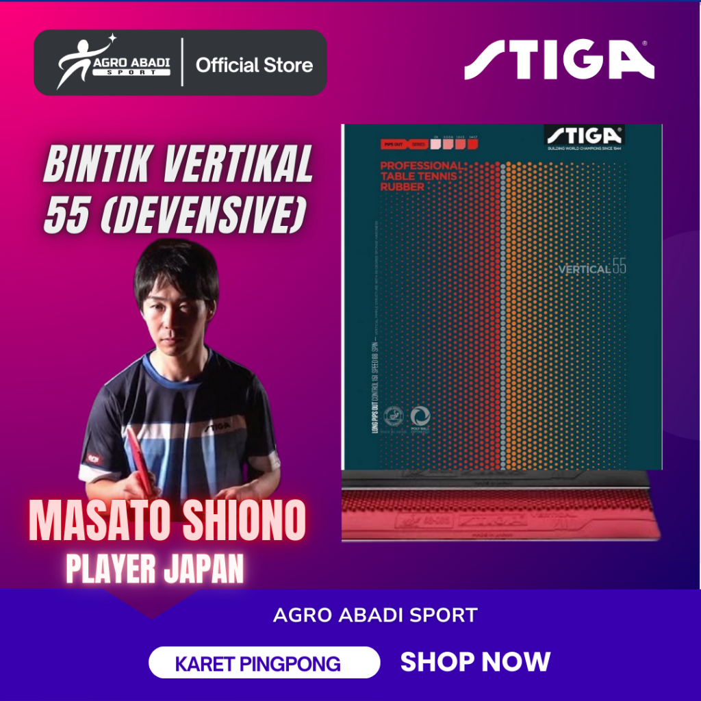 Karet Bintik VERTICAL Stiga (Tipe Bertahan) Karet Rubber Bintik Panjang ITTF JTTA Original STIGA