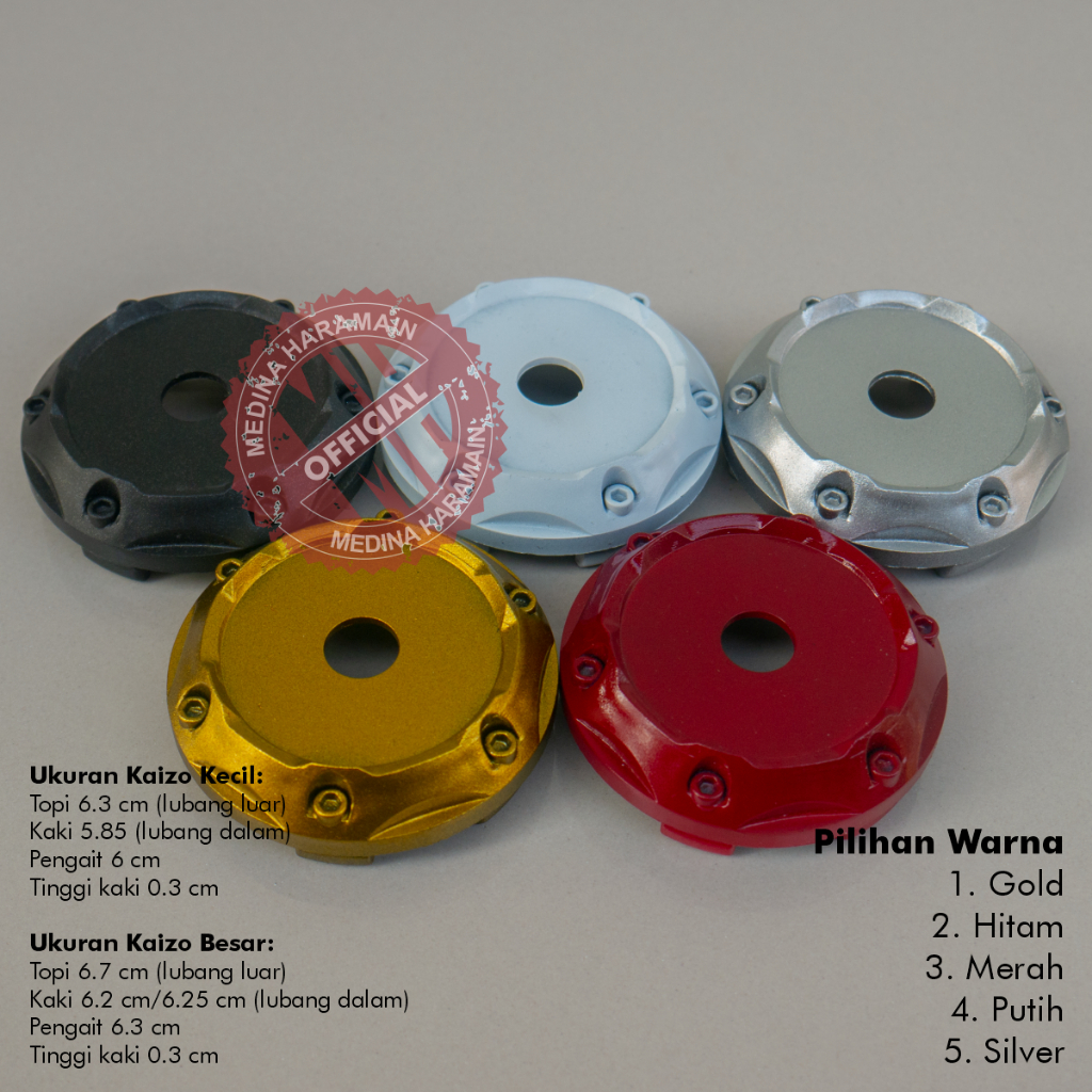 TUTUP DOP VELG TOPI 6.7 CM/6.3 CM KAKI 5.8 CM/6.2 CM GOLD MERAH PUTIH SILVER WHEEL HUB CENTER CAPS