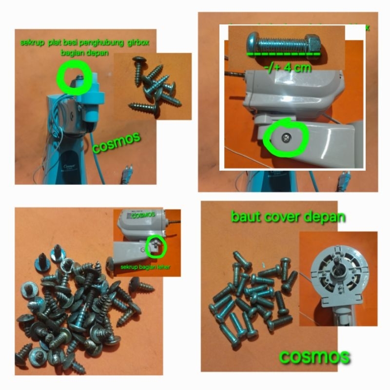sekrup,baut dan mur kipas angin COSMOS.