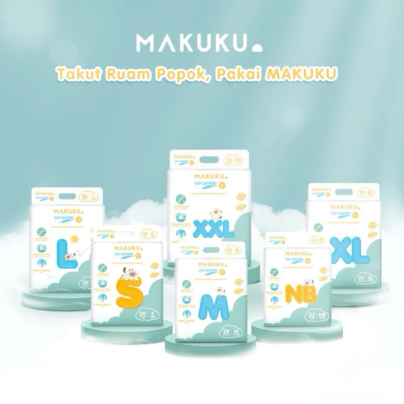 PAKET 4  PACK 1 DUS MURAH MAKUKU SAP Diapers Comfort Fit Pants/Tape NB/S/M/L/Xl/XXL Popok Bayi Tipis