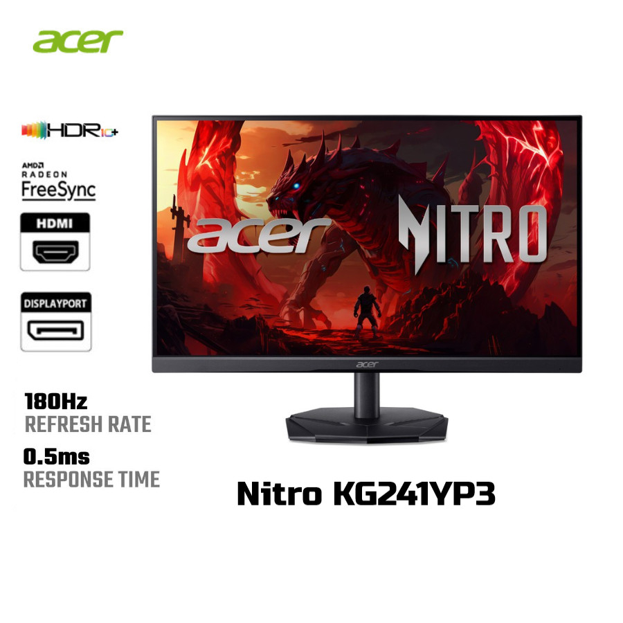 Acer Nitro KG1 KG241YP3 - Monitor Gaming 24 Inch Full HD 180Hz VA Anti-Glare