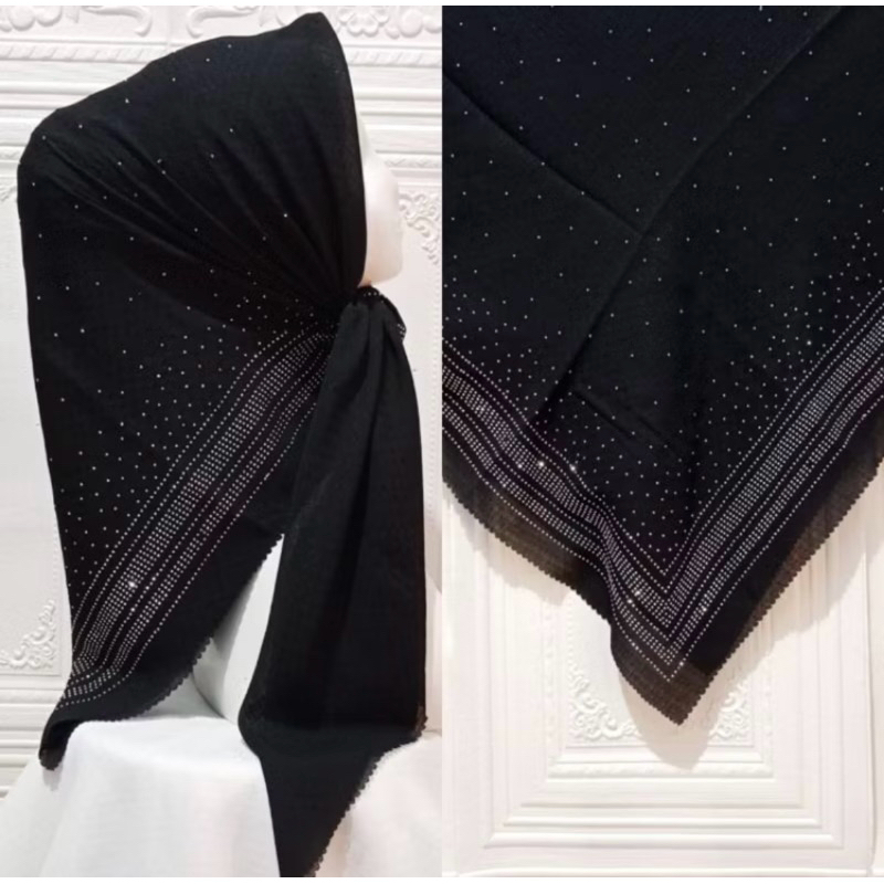 hijab segi empat motif payet glamour mewah/kerudung payet tabur swarosky