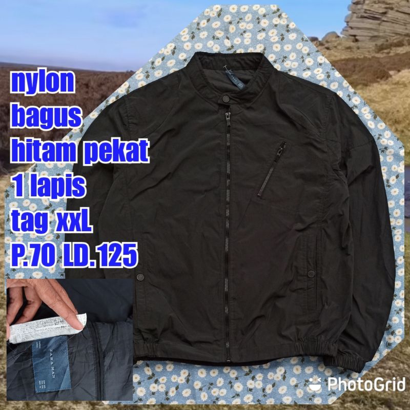 jaket work kerja casual motor ridding windbreaker zara man hitam