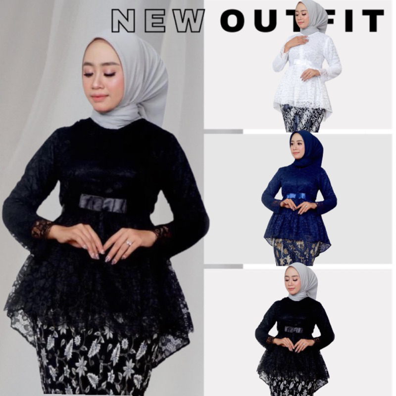 Best selller  set baju kebaya hijab aurora brokat premium mix rok plisket / setelan kebaya aurora br