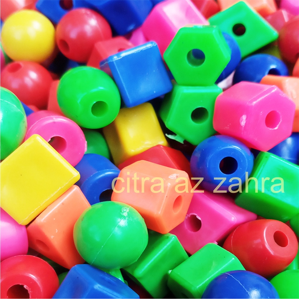 Mainan Edukatif Anak Meronce Bentuk Bangun Geometri Bahan Plastik Halus warna Kemasan 1 kg Ronce Mer