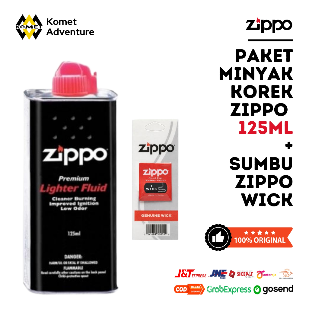 Paket Minyak Korek Zippo 125ml + Sumbu/Zippo Wick (Original Zippo)