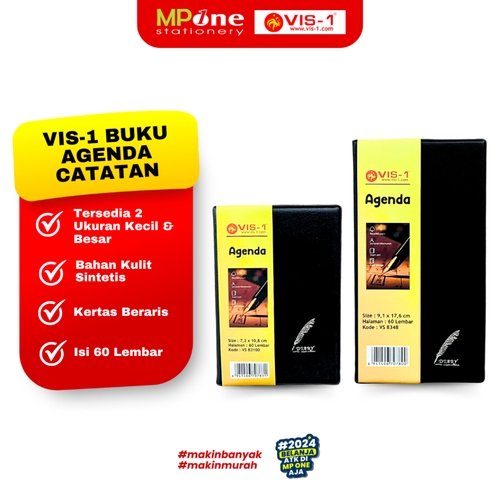 

(1 PCS) VIS-1 Buku Agenda Uk Saku Kecil 83100 & Sedang 8348 / Notebook Catatan Kecil/Sedang / Buku Catatan Bahan Kulit