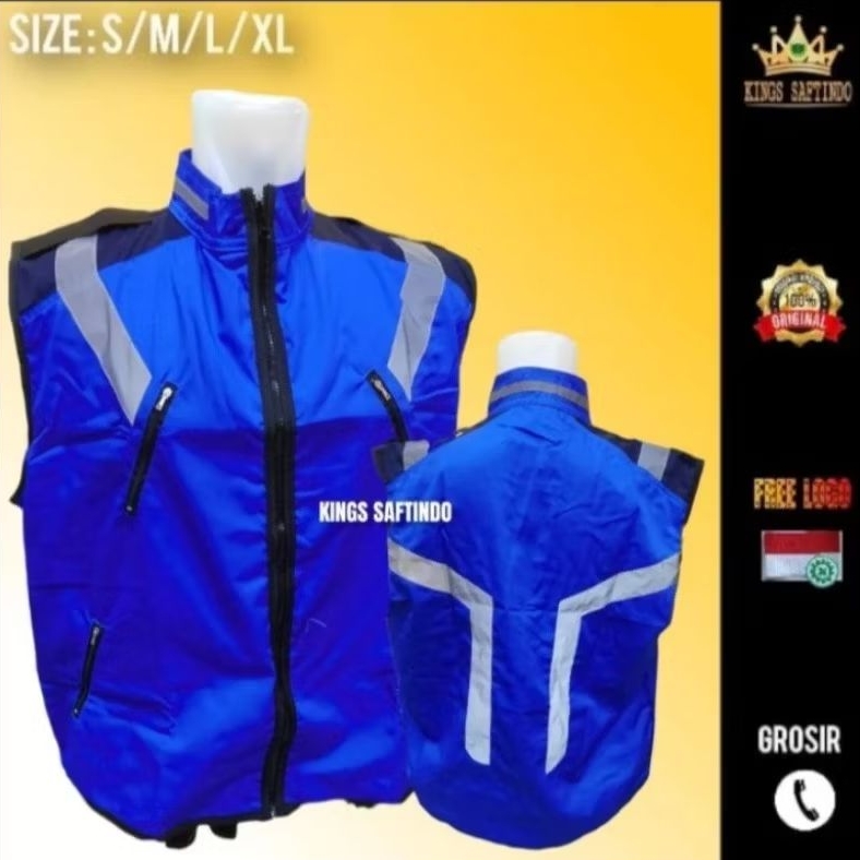 SAFETY VEST KOMBINASI DONGKER BIRU/ROMPI KERJA SAFETY -M