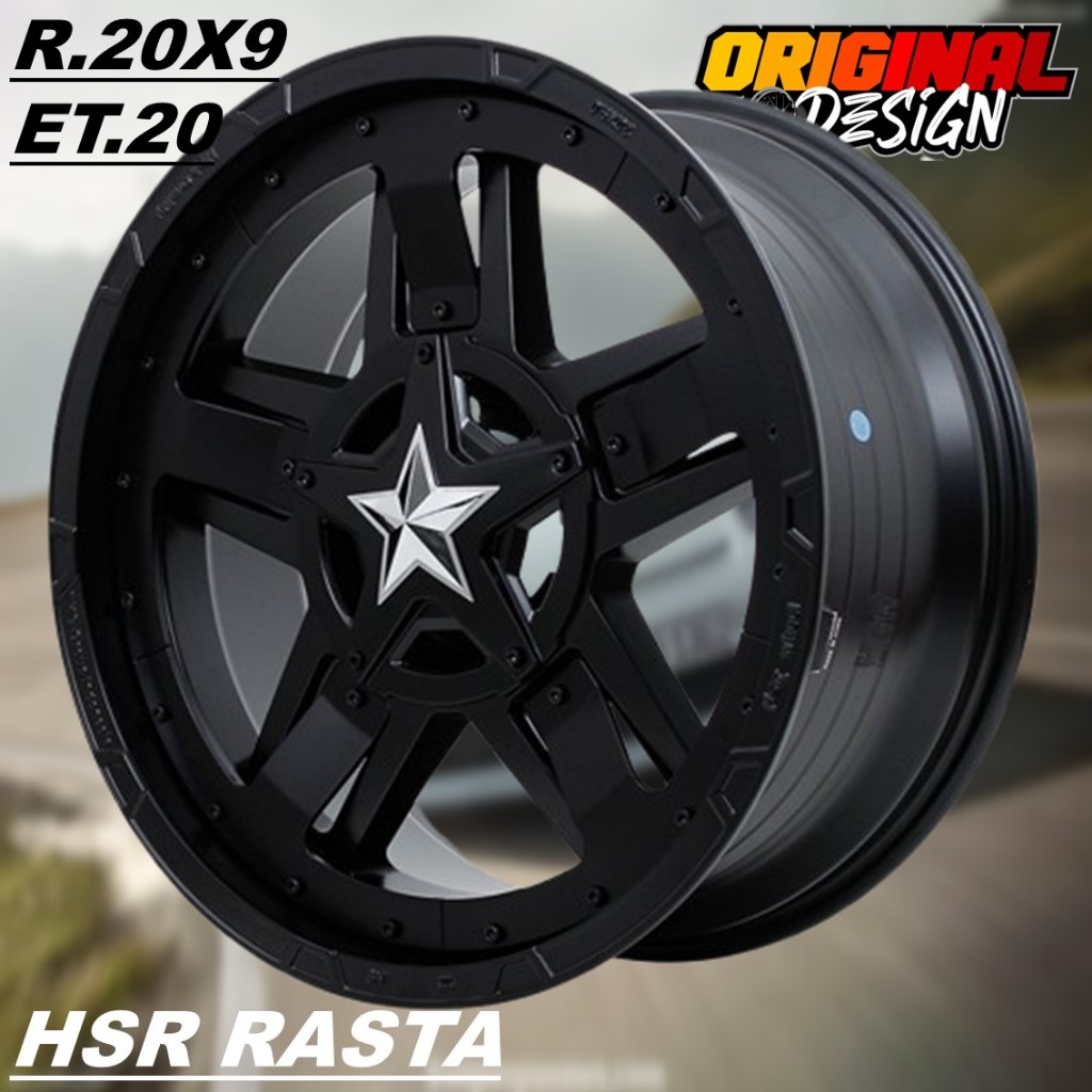 Velg mobil ring 20 HSR RASTA R20 offroad warna hitam cocok untuk terano, lc, hardtop, dll