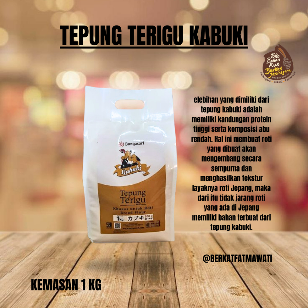 

TERIGU KABUKI KEMASAN 1 KG / TEPUNG TERIGU / TEPUNG TERIGU BUNGASARI