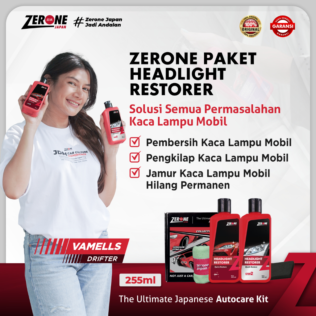 Zerone Japan Nano Burn Coating Headlamp Pengkilap lampu Mobil Kusam dan Buram
