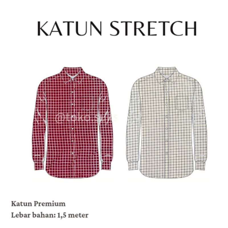 [KS001] Kain Katun STRETCH, KOTAK-KOTAK | Lebar: 150cm, Harga tercantum per 1/2 meter = 50cm