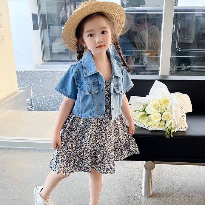 DRESS ANAK PEREMPUAN CEWE GIRL FREE OUTER JEANS DENIM - D2211011