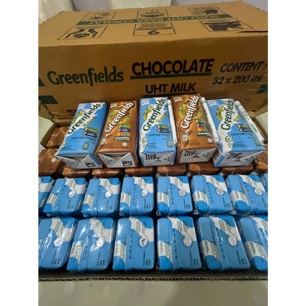 

Greenfields Susu Uht Full cream dan Cokelat 200ml Harga Paket 6 pcs